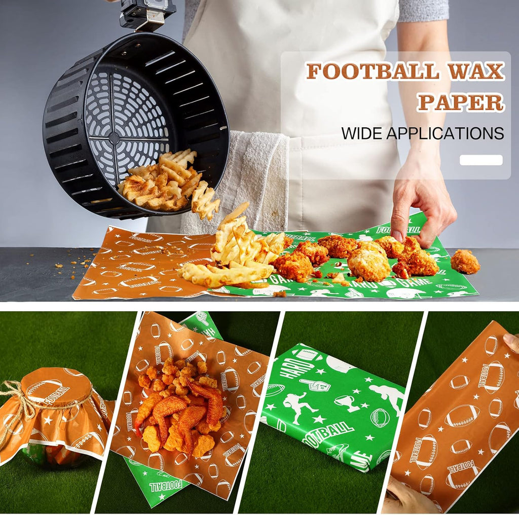100 Pcs Football Serving Trays: 1.1 Lb 50 Paper Football Food Serving Boats with 50 Grease Resistant Liner Papers for Birthday Tailgate Party Supplies Sport Game Event Favor Decor