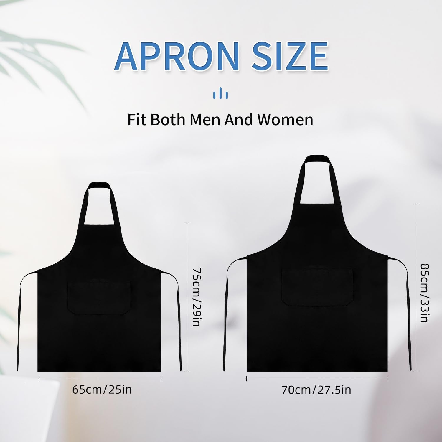 8/12/24 Pack Plain Bib Aprons Bulk, Black Commercial Apron with 2 Pockets, Unisex Apron for Adults Painting BBQ