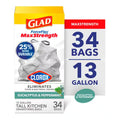 13 Gal. Forceflex Maxstrength with Clorox Tall Kitchen Drawstring Eucalyptus and Peppermint Trash Bags (34-Count)