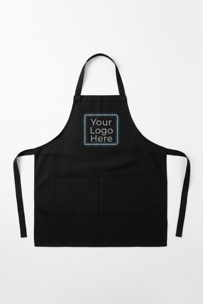 Black Apron Logo Placement Mockup