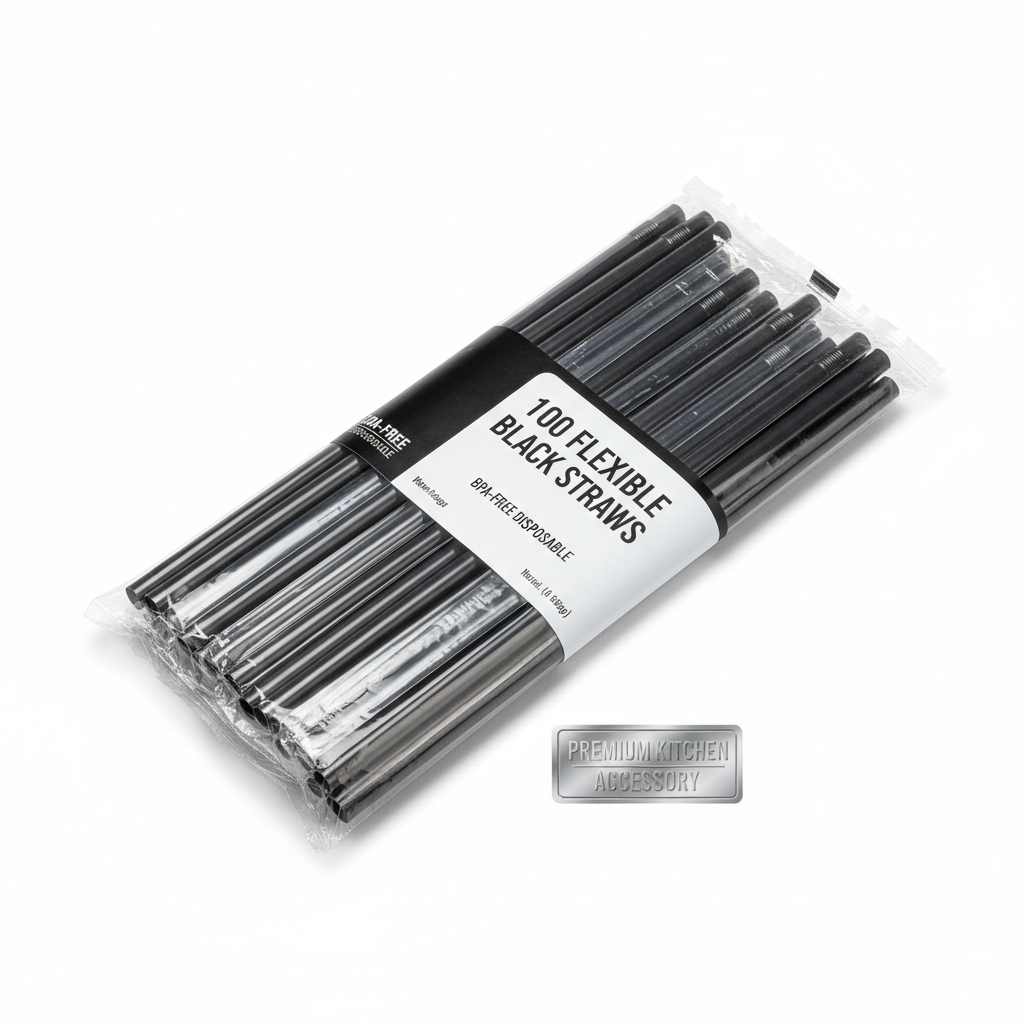 Black Flexible Plastic Straws
