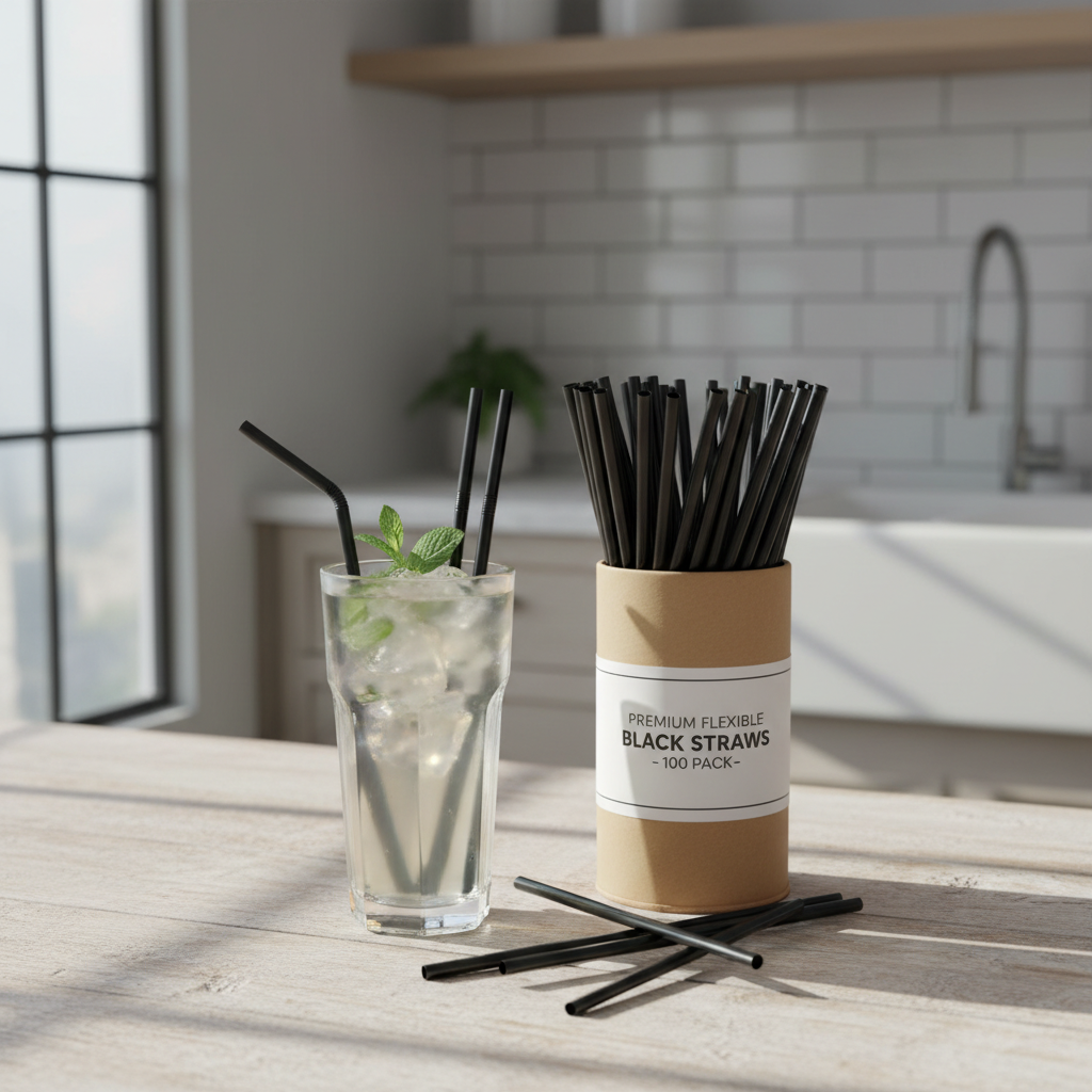 Black Flexible Straws Lifestyle